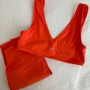 Hot orange Set Active workout set (sport body material)